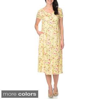 La Cera Women's Floral Printed Button Down Dress