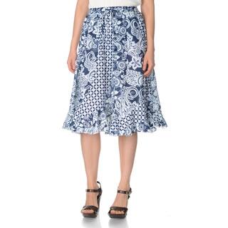 La Cera Women's Printed Cotton Peasant Skirt