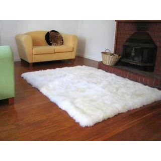 Faux Fur Sheepskin Shag Area Rug White (3'5 x 5'5)