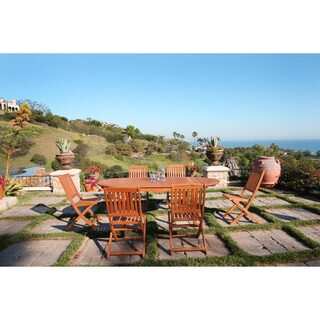 Malibu Eco-friendly 7-piece Wood Outdoor Dining Set with Foldable Chairs