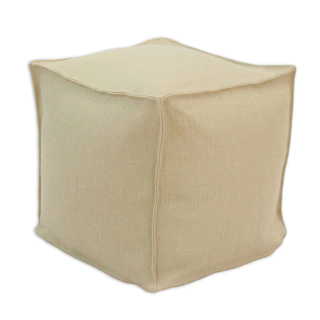 Somette Burlap Natural Square Seamed Beads Ottoman