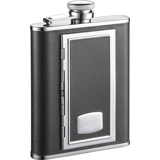 Visol SP Black with Built-In Cigarette Case 6-ounce Liquor Flask