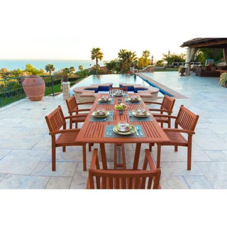 Malibu Eco-friendly 7-piece Wood Extendable Outdoor Dining Set