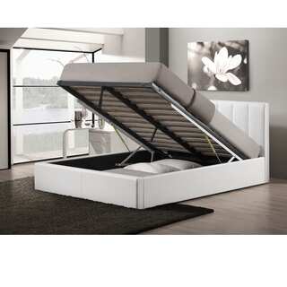 Baxton Studio Templemore Contemporary White Faux Leather Queen Storage Bed