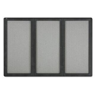 Quartet Enclosed Fabric-Cork Grey and Graphite Aluminum Bulletin Board