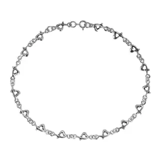 Love Intertwine Heart Link Sterling Silver Anklet (Thailand)