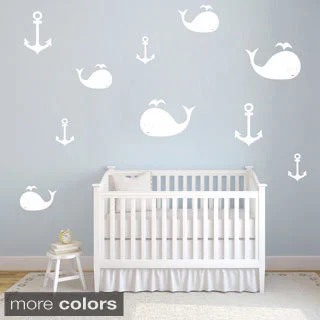 Set of Whales and Anchors Wall Decals