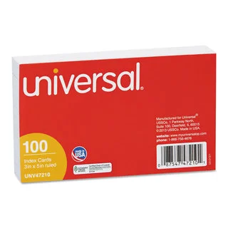Universal White Ruled Index Cards (20 Packs of 100)