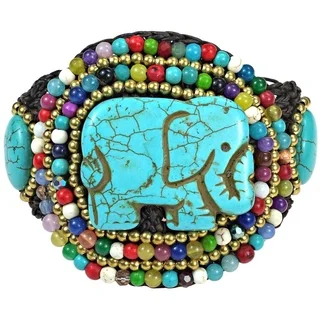Regal Elephant Turquoise and Mix Stone Handmade Bracelet (Thailand)