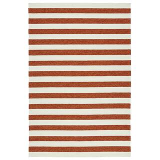 Handmade Indoor/ Outdoor Getaway Paprika Stripes Rug (8' x 10')