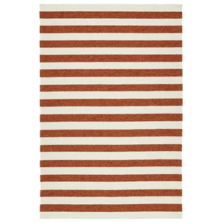 Handmade Indoor/ Outdoor Getaway Paprika Stripes Rug (9' x 12')