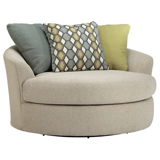 Signature Design by Ashley Casheral Linen Oversized Swivel Accent Chair