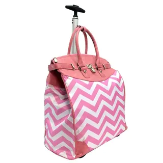 Princess Pink Chevron Rolling Carry-on Tote Bag