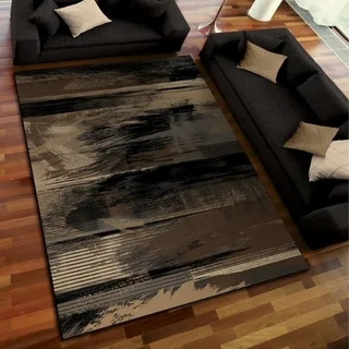 Carolina Weavers Refined Culture Collection Abstract Art Black Area Rug (5'3 x 7'6)