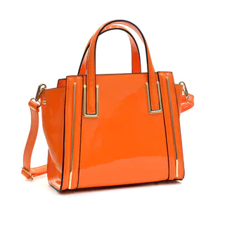 Dasein Faux Patent Leather Winged Tote Satchel