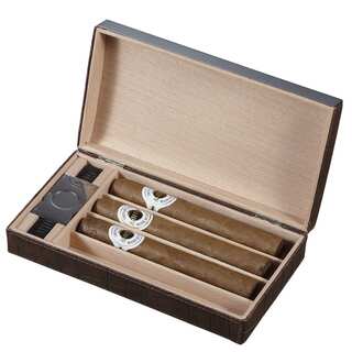 Visol Mapleton Brown Leather Travel Humidor (Four cigars)