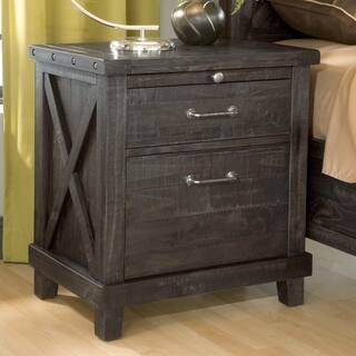 Industrial Solid Wood Nightstand in Cafe