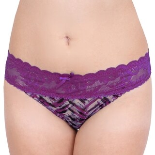 Prestige Biatta Katty Mesh Purple Velvet Lace Thong