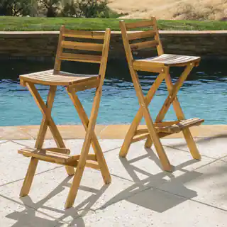 Tundra Outdoor Acacia Wood Barstool (Set of 2) by Christopher Knight Home