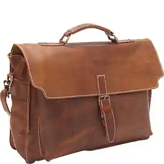 Sharo Soft Brown Leather 16-inch Laptop Messenger Briefcase