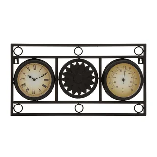 Metal 11-inch Clock and Thermometer Wall Decor