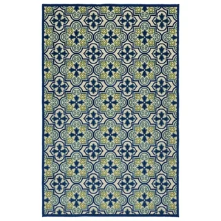 Indoor/Outdoor Luka Blue Tile Rug (3'10 x 5'8)