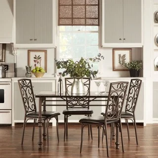 TRIBECCA HOME Zella Bistro Faux Marble Top Metal Scroll 5-Piece Dining Set