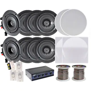 Pyle KTHSP380 4-room In-wall/ Ceiling 6.5-inch Speaker System with 4 Volume Controls/ Speaker Selector/ 200-foot Wire