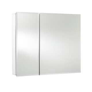 Bi-View Recessed or Surface Mount Medicine Cabinet in Aluminum with Hang 'N' Lock