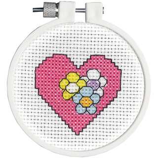Kid Stitch Heart Mini Counted Cross Stitch Kit3in Round 11 Count