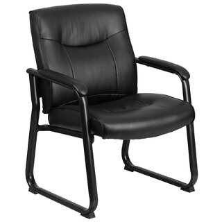 Hercules Series Big and Tall 500-pound Capacity Black Leather Executive Side Chair with Sled Base