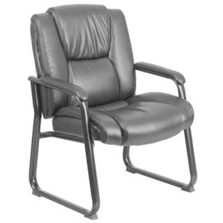 Hercules Series 500-pound Capacity Big and Tall Black Leather Executive Side Chair with Sled Base