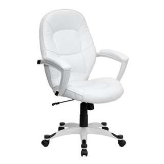 Mid-Back White Leather Executive Office Chair