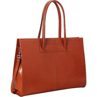 SHARO Apricot Italian Leather 16-inch Laptop Tote Bag