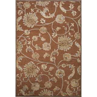 Machine Made Floral Pattern Sierra/Oyster white Chenille (9.2x12.6) Area Rug