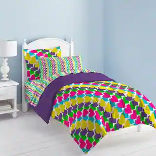 Dream Factory Rainbow Hearts Bed in a Bag with Sheets Set