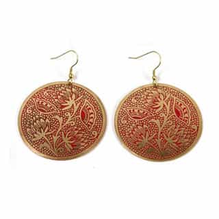 Handmade Padma Red Medallion Earrings (India)