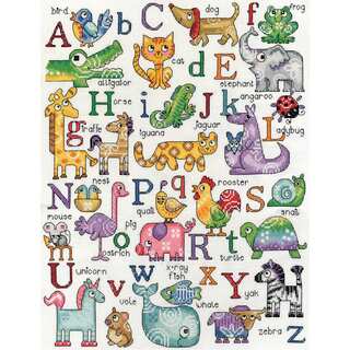 ABC Animals Counted Cross Stitch Kit12inX16in 14 Count