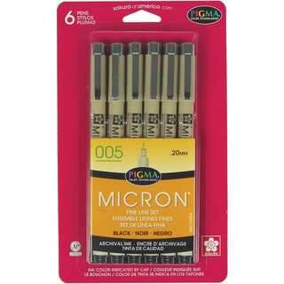 Pigma Micron Pens 005 .2mm 6/PkgBlack
