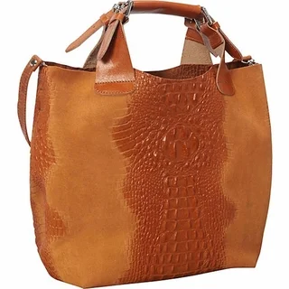 Deleite by Sharo Apricot Italian Leather Handbag Tote Bag