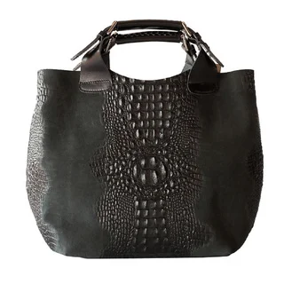 Deleite by Sharo Black Italian Leather Handbag Tote Bag