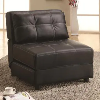 Contemporary Black Leatherette Accent Chair/ Bed Lounger