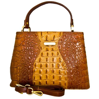 Leatherbay Italian Leather Andria Croc Print Handbag
