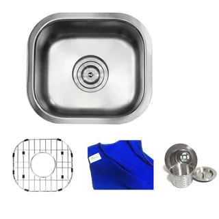 Ariel Pearl Satin 14-inch Premium 18-gauge Stainless Steel Undermount Single Bowl Island/ Bar/ Kitchen Sink Full Accessories