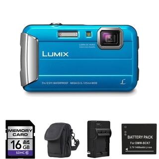 Panasonic Lumix DMC-TS25 Blue Digital Camera with 2 Batteries and 16GB Card Bundle