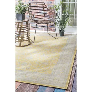 nuLOOM Traditional Modern Indoor/ Outdoor Yellow Porch Rug (7'8 x 10'3)