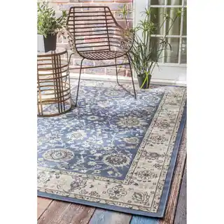 nuLOOM Traditional Modern Indoor/ Outdoor Blue Porch Rug (5' x 7'6)