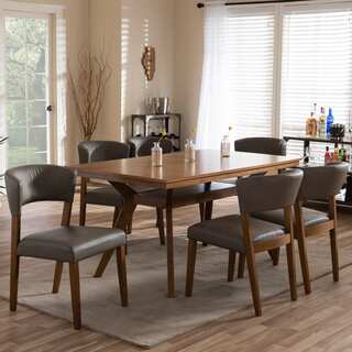 Montreal Mid-Century Solid Wood 7 Pieces Dining Set