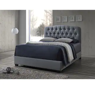 Baxton Studio Romeo Contemporary Espresso Full-size Button-tufted Grey Upholstered Bed