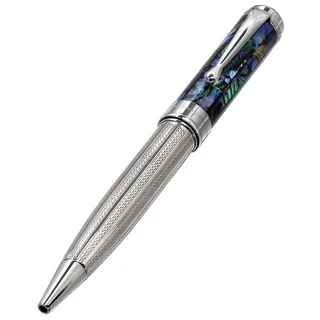 Xezo Maestro Limited Edition Sterling Silver and Natural Sea Shell Ballpoint Pen with Platinum-plated Fittings
